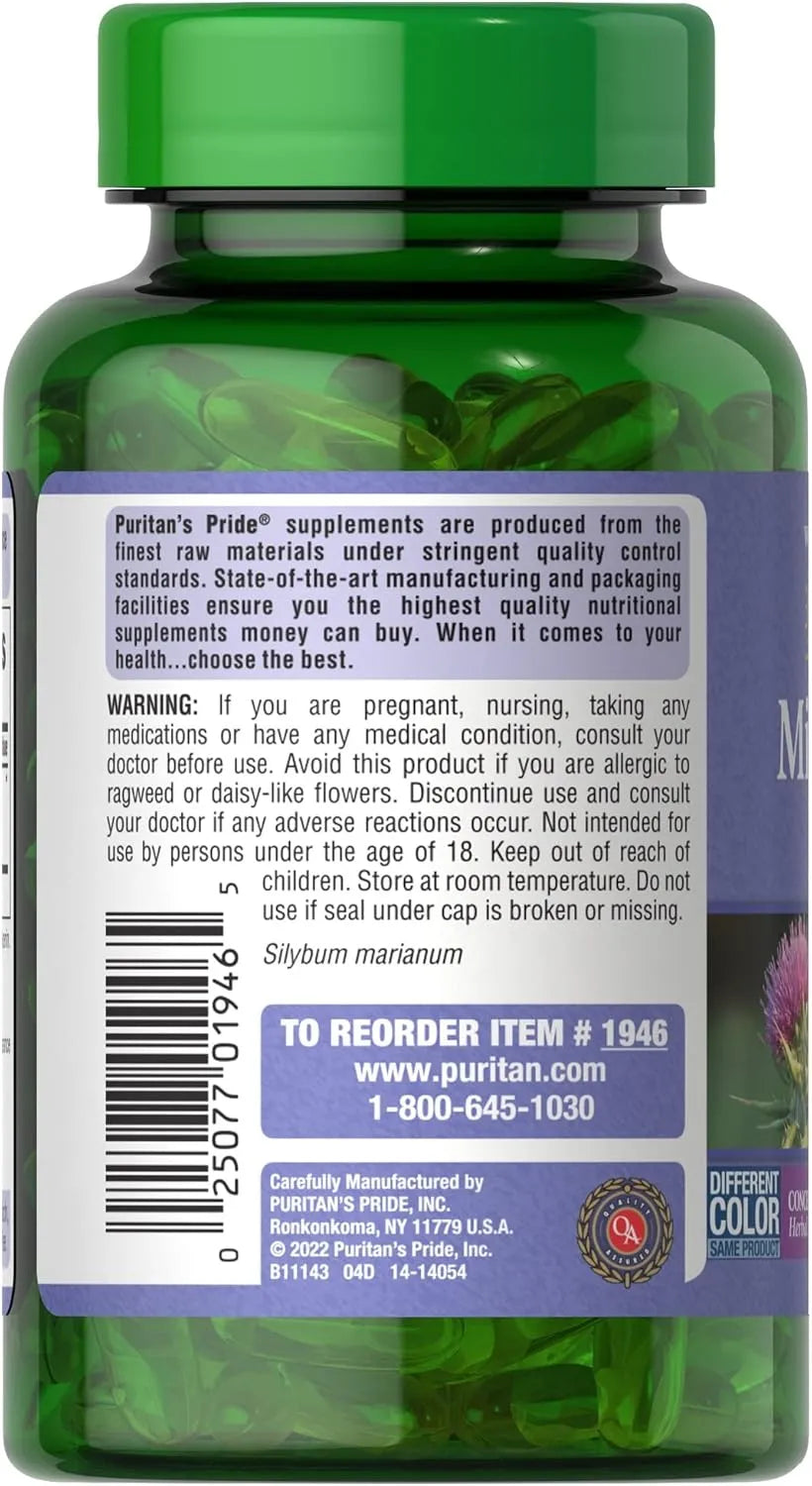 PURITAN'S PRIDE - Puritan's Pride Milk Thistle 1000Mg. 180 Capsulas Blandas 2 Pack - The Red Vitamin MX - Suplementos Alimenticios - {{ shop.shopifyCountryName }}
