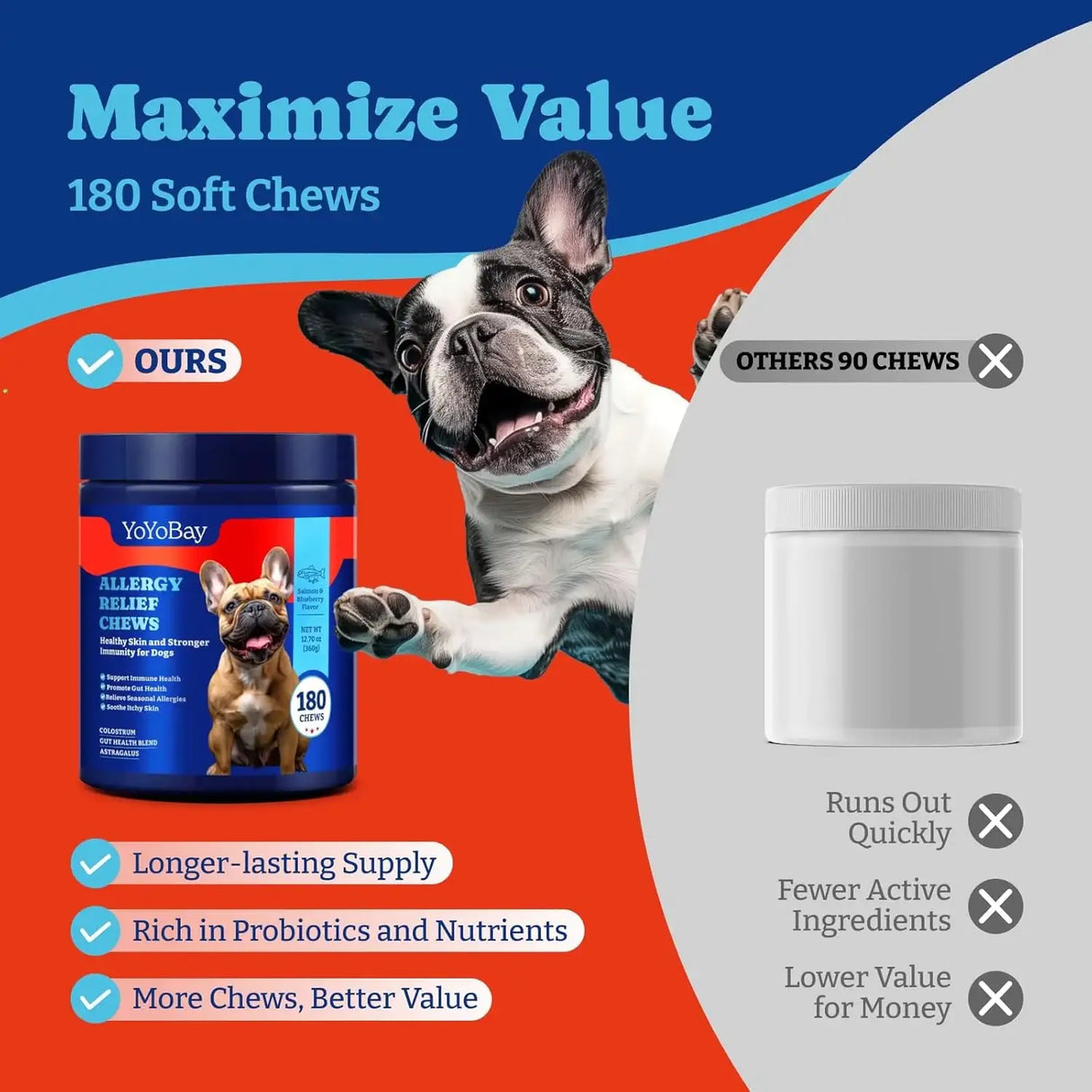 YOYOBAY - YoYoBay Dog Allergy Relief Chews Salmon & Blueberry 180 Masticables - The Red Vitamin MX - Remedios Para La Picazón De Perros - {{ shop.shopifyCountryName }}