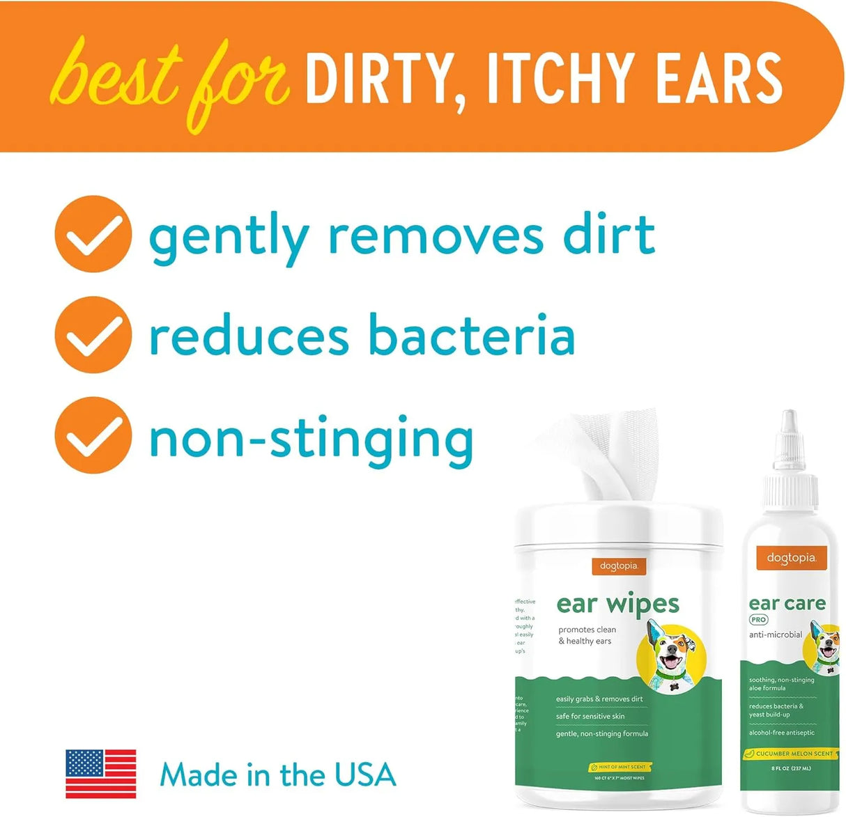 DOGTOPIA - Dogtopia Ear Wipes and Ear Care Pro Solution for Pets - The Red Vitamin MX - Cuidado Del Oído De Perros - {{ shop.shopifyCountryName }}