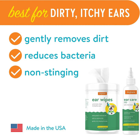 DOGTOPIA - Dogtopia Ear Wipes and Ear Care Pro Solution for Pets - The Red Vitamin MX - Cuidado Del Oído De Perros - {{ shop.shopifyCountryName }}