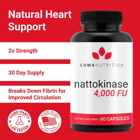 LUMA NUTRITION - Luma Nutrition Nattokinase 4000 FU 60 Capsulas - The Red Vitamin MX - Suplementos Alimenticios - {{ shop.shopifyCountryName }}
