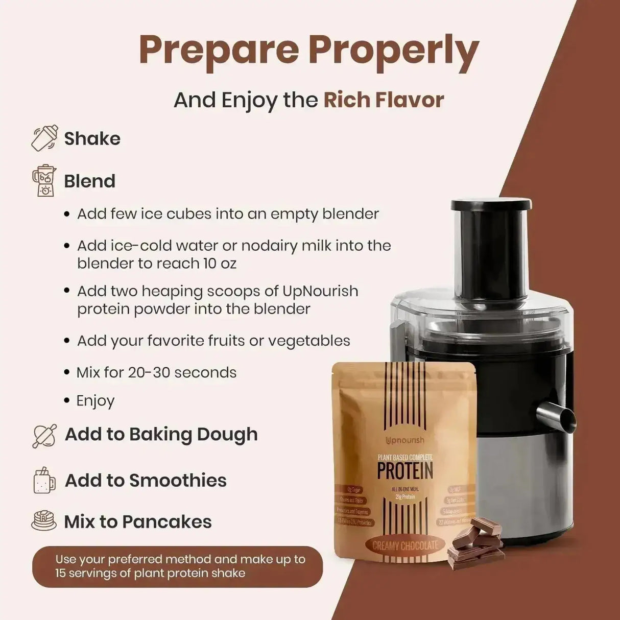 UPNOURISH - UpNourish Vegan Protein Powder Creamy Chocolate 15 Servicios 600Gr. - The Red Vitamin MX - Suplementos Alimenticios - {{ shop.shopifyCountryName }}