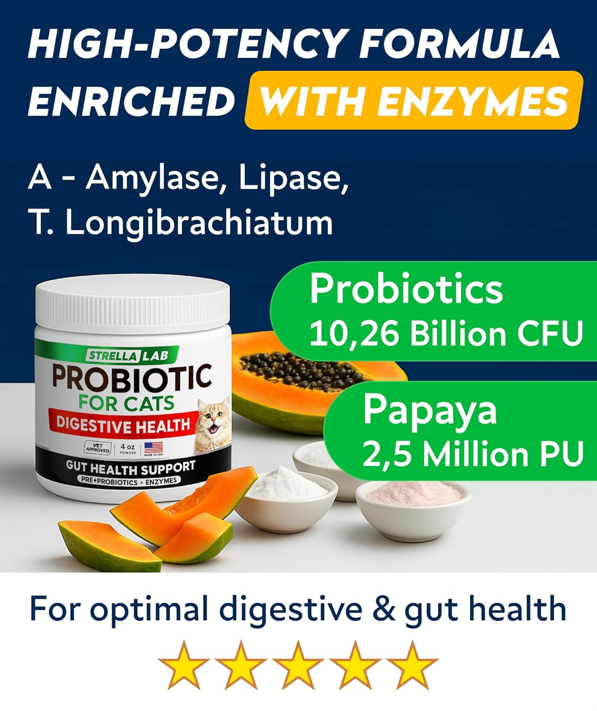 STRELLALAB Cat Probiotic Powder 4 Oz. 2 Pack