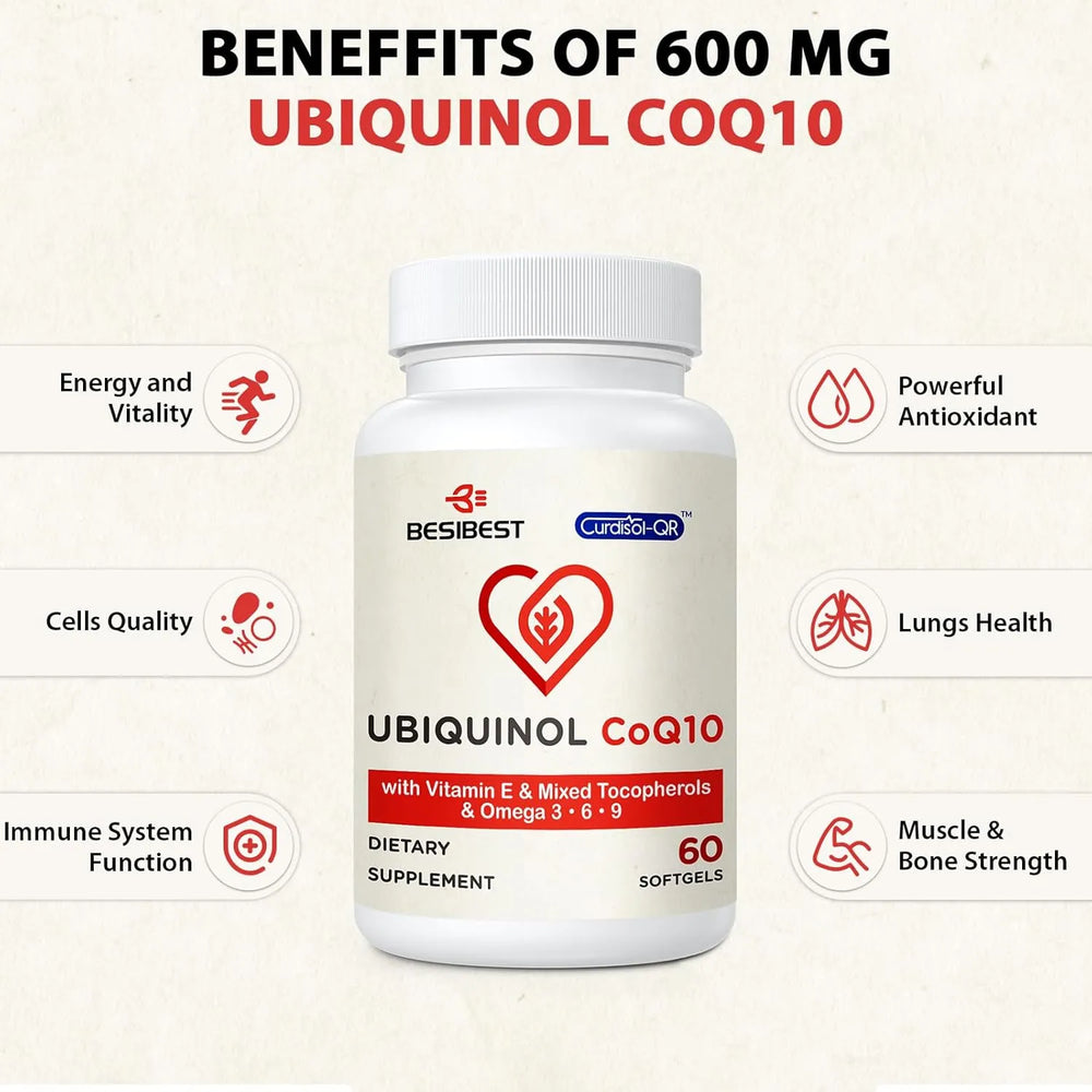 BESIBEST - Besibest Ubiquinol CoQ10 600Mg. 60 Capsulas Blandas - The Red Vitamin MX - Suplementos Alimenticios - {{ shop.shopifyCountryName }}