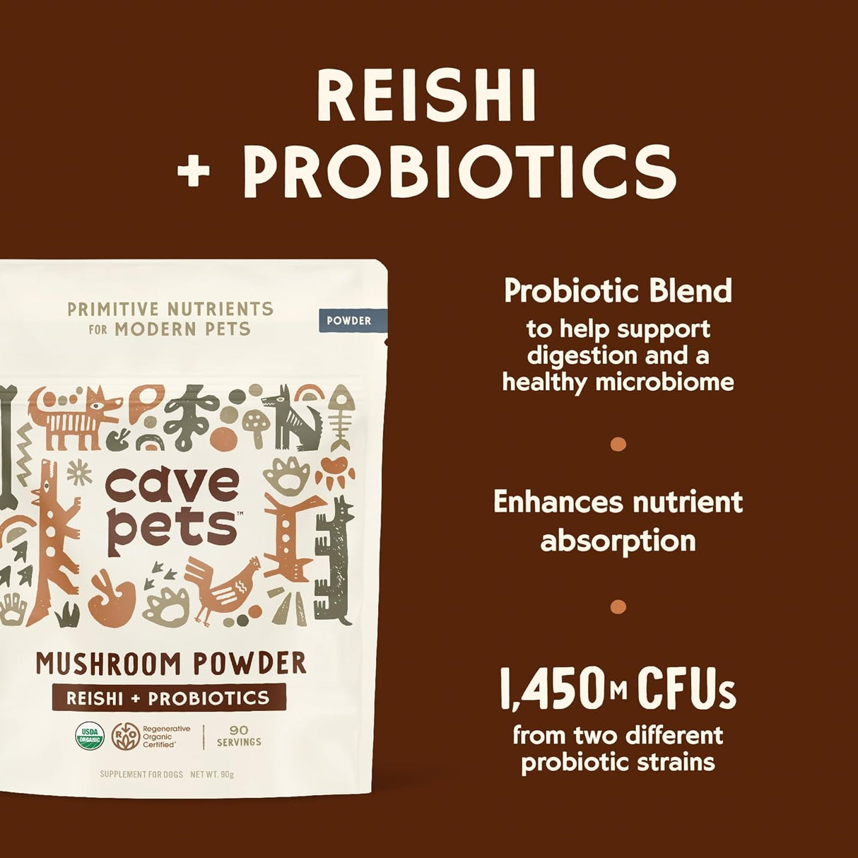 CAVE PETS - Cave Pets Super Blend Powder Reishi & Probiotics 90 Servicios 90Gr. - The Red Vitamin MX - Suplementos Herbales Para Perros - {{ shop.shopifyCountryName }}