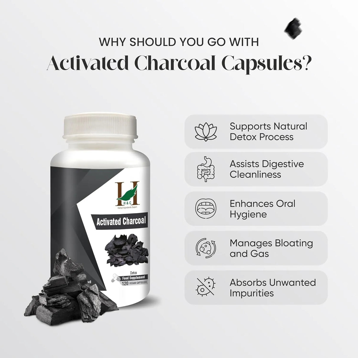 H&C HERBAL INGREDIENTS EXPERT - H&C HERBAL INGREDIENTS EXPERT Activated Charcoal 350Mg. 120 Capsulas - The Red Vitamin MX - Suplementos Alimenticios - {{ shop.shopifyCountryName }}