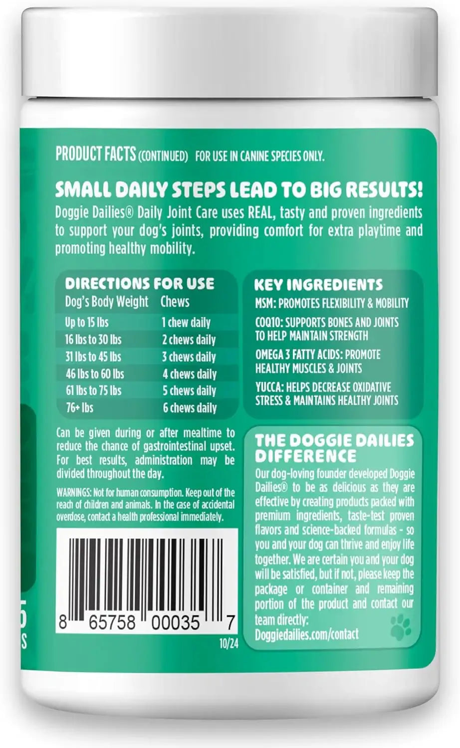 DOGGIE DAILIES - Doggie Dailies Daily Joint Care Glucosamine for Dogs Peanut Butter 225 Masticables - The Red Vitamin MX - Cuidado De Cadera Y Articulaciones Para Perros - {{ shop.shopifyCountryName }}