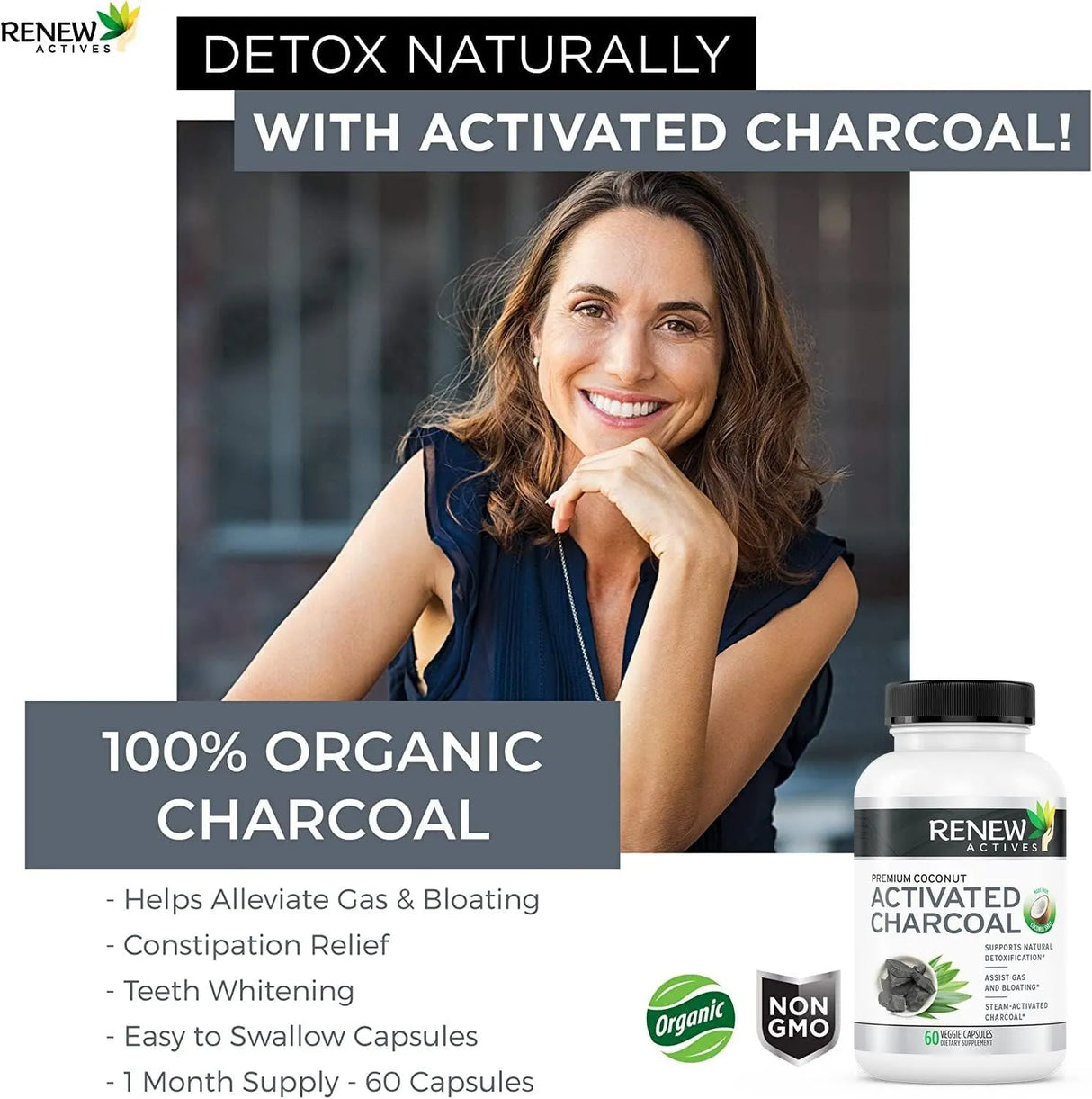 RENEW ACTIVES - Renew Actives Activated Charcoal 60 Capsulas - The Red Vitamin MX - Suplementos Alimenticios - {{ shop.shopifyCountryName }}
