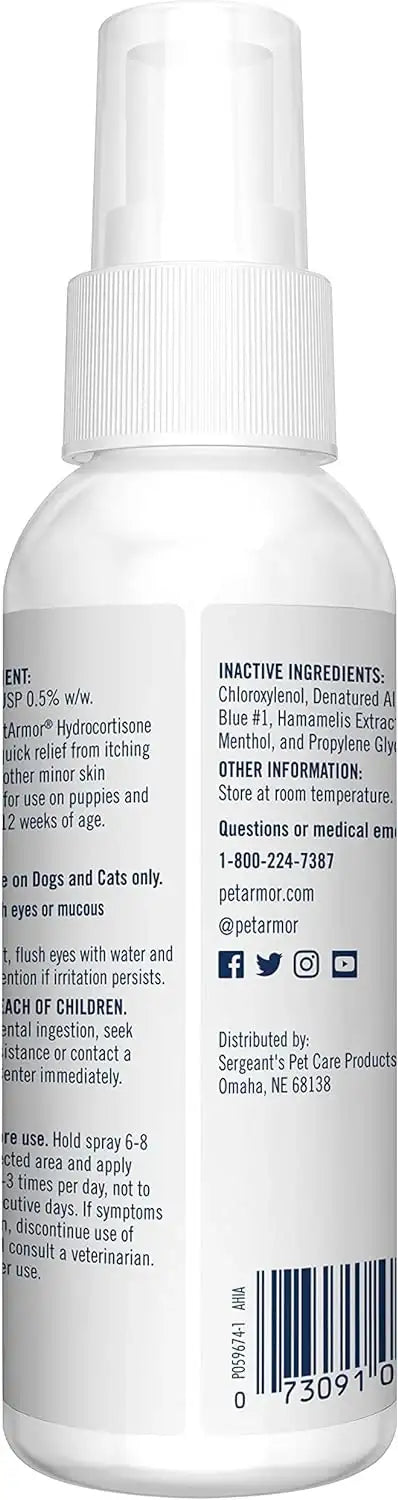 PETARMOR - PetArmor Hydrocortisone Spray for Dogs & Cats 4 Fl.Oz. - The Red Vitamin MX - Remedios Para La Picazón De Perros - {{ shop.shopifyCountryName }}