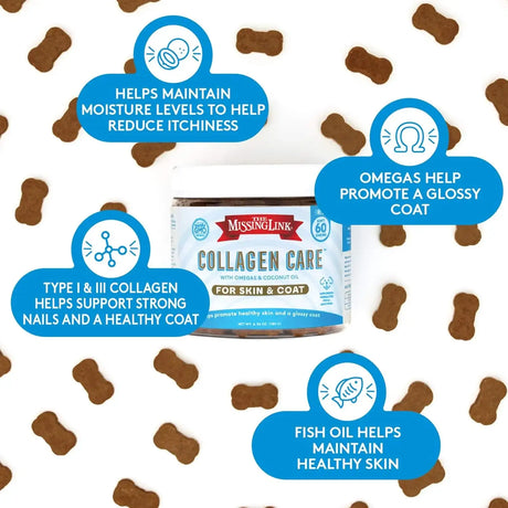THE MISSING LINK - The Missing Link Collagen Care Skin & Coat Soft Chews 60 Masticables - The Red Vitamin MX - Aceite De Pescado Para Perros - {{ shop.shopifyCountryName }}