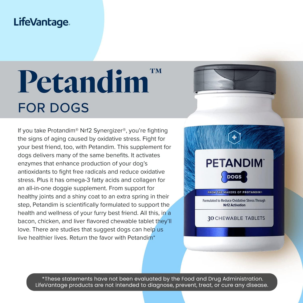 LifeVantage Petandim Dog Vitamins 30 Tabletas Masticables