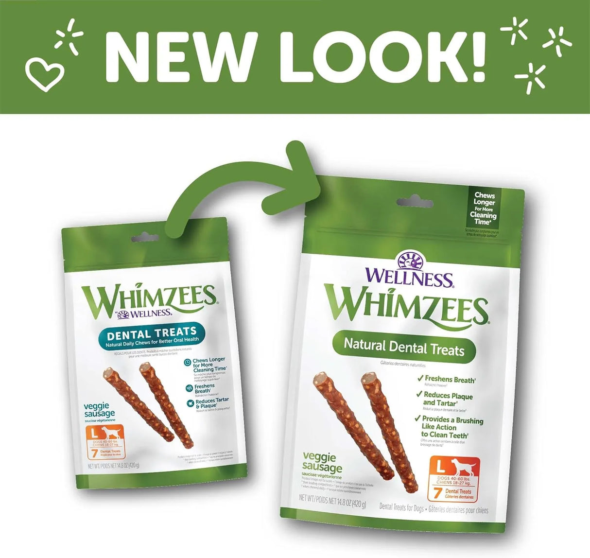 WELLNESS WHIMZEES - Wellness WHIMZEES Veggie Sausage Dog Dental Treats Large Size Stick 7 Piezas - The Red Vitamin MX - Cuidado Dental Para Perros - {{ shop.shopifyCountryName }}