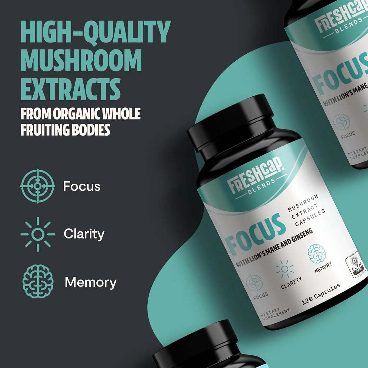 FRESHCAP - FreshCap 4-in-1 Focus with Lions Mane Extract and Ginseng 120 Capsulas - The Red Vitamin MX - Suplementos Alimenticios - {{ shop.shopifyCountryName }}