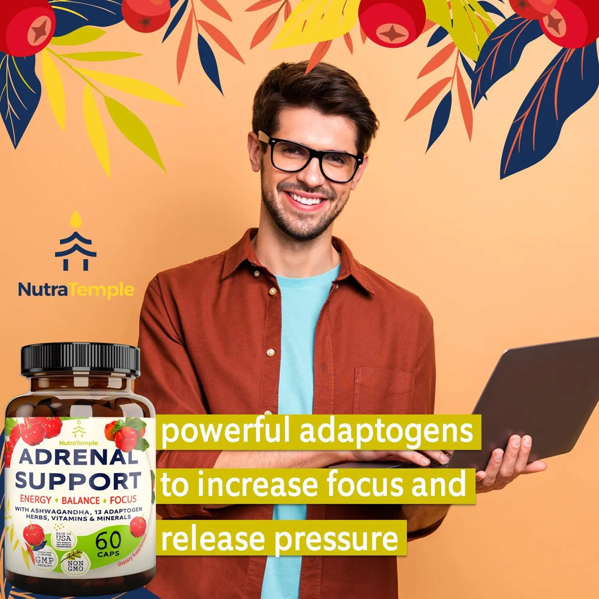 NUTRATEMPLE - NUTRATEMPLE Adrenal Support & Cortisol Manager 60 Capsulas - The Red Vitamin MX - Suplementos Alimenticios - {{ shop.shopifyCountryName }}