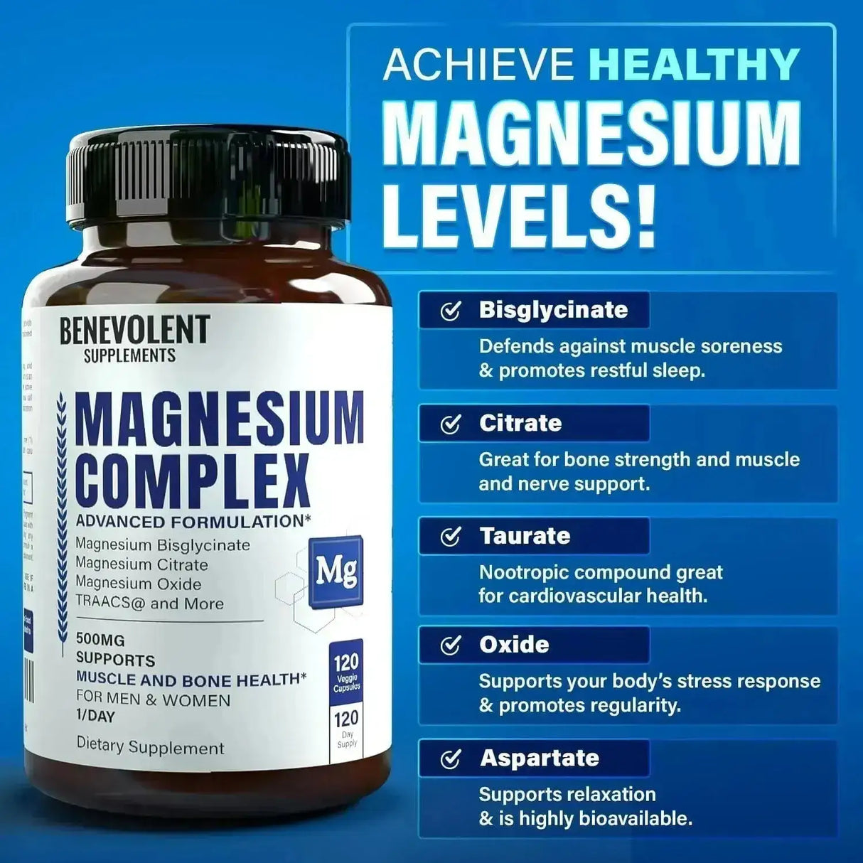 BENEVOLENT NOURISHMENT - Benevolent Nourishment Magnesium Complex 500Mg. 120 Capsulas - The Red Vitamin MX - Suplementos Alimenticios - {{ shop.shopifyCountryName }}