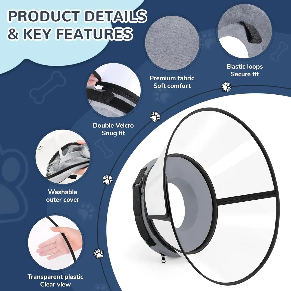 ICOYEA - ICOYEA Sponge Core Dog Cone GRAY Size 8 Neck: 19.5"- 22.0" - The Red Vitamin MX - Collares y Conos De Recuperación Para Perros - {{ shop.shopifyCountryName }}