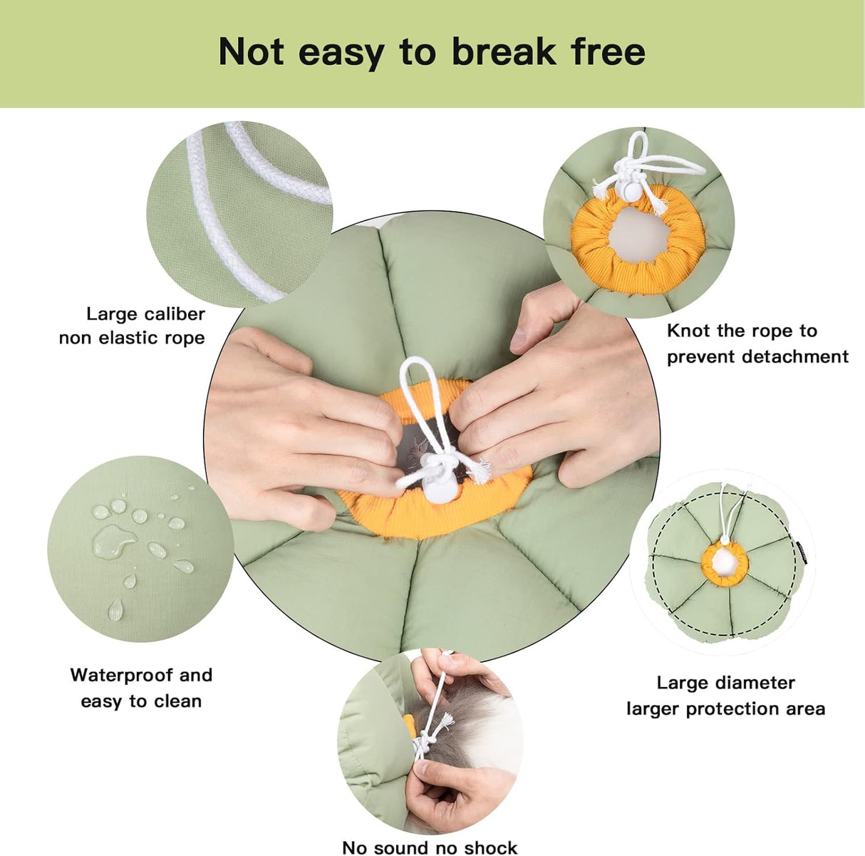 H HIDREAM Cat Cone Collar Green Flower Medium