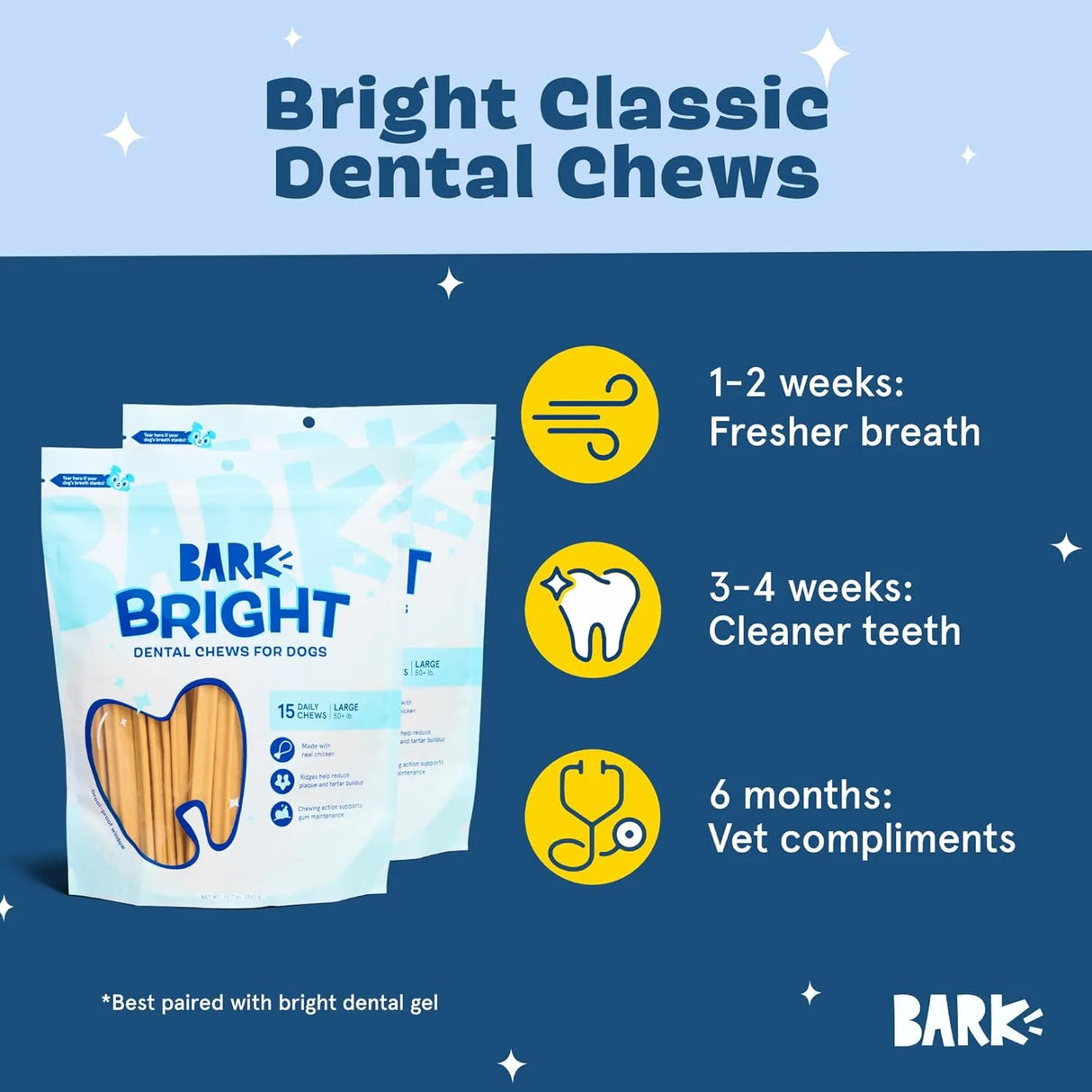 BARKBOX - Barkbox Bright Original Dog Dental Chew Sticks Large Breeds 15 Piezas 2 Pack - The Red Vitamin MX - Cuidado Dental Para Perros - {{ shop.shopifyCountryName }}