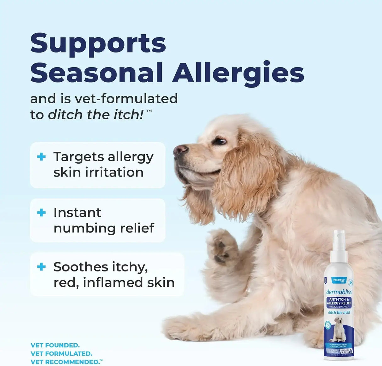 VETNIQUE - Vetnique Dermabliss Anti Itch Spray for Dogs & Cats 8 Fl.Oz. - The Red Vitamin MX - Remedios Para La Picazón De Perros - {{ shop.shopifyCountryName }}