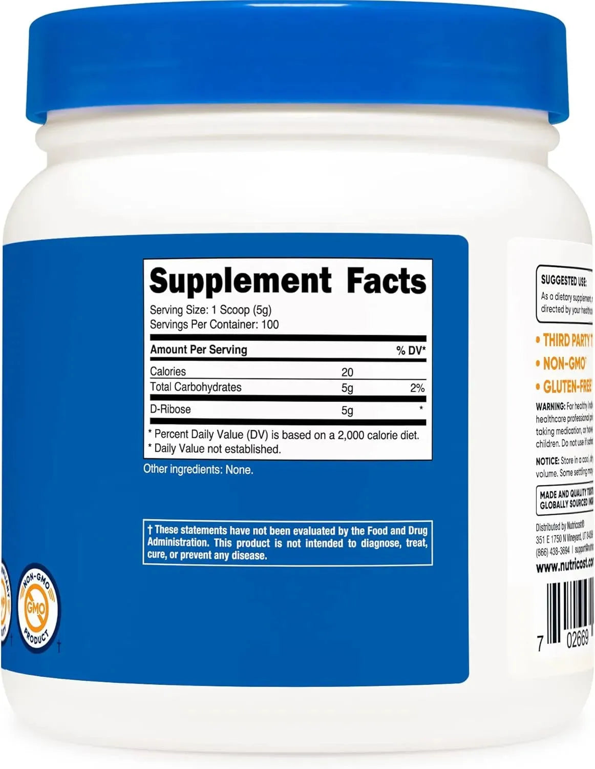 NUTRICOST - Nutricost D-Ribose Powder 500Gr. 2 Pack - The Red Vitamin MX - Suplementos Alimenticios - {{ shop.shopifyCountryName }}