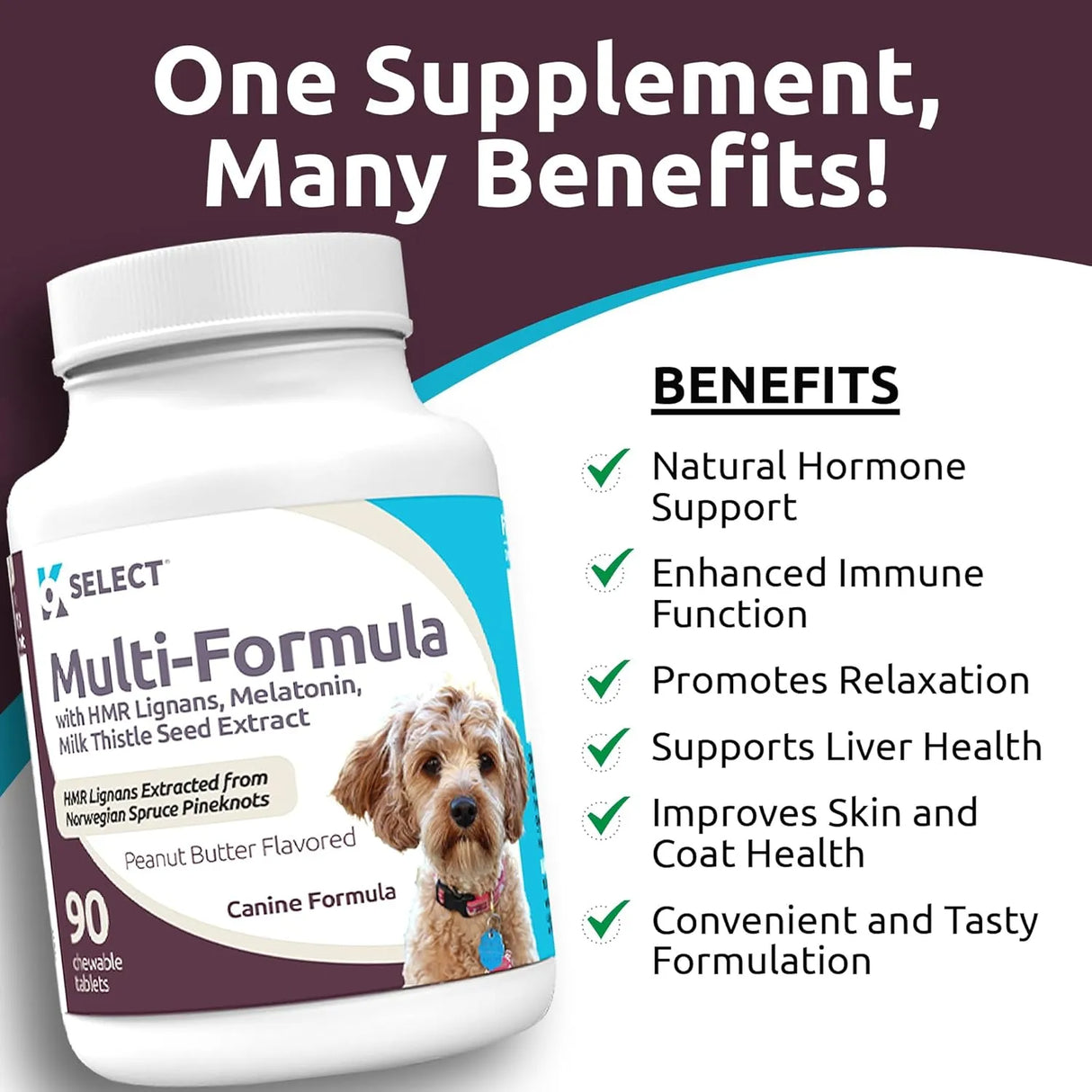 K9 SELECT - K9 Select Multi-Formula Dog Vitamins for Smaller Dogs Peanut Butter Flavor 90 Tabletas - The Red Vitamin MX - Multivitamínicos Para Perros - {{ shop.shopifyCountryName }}