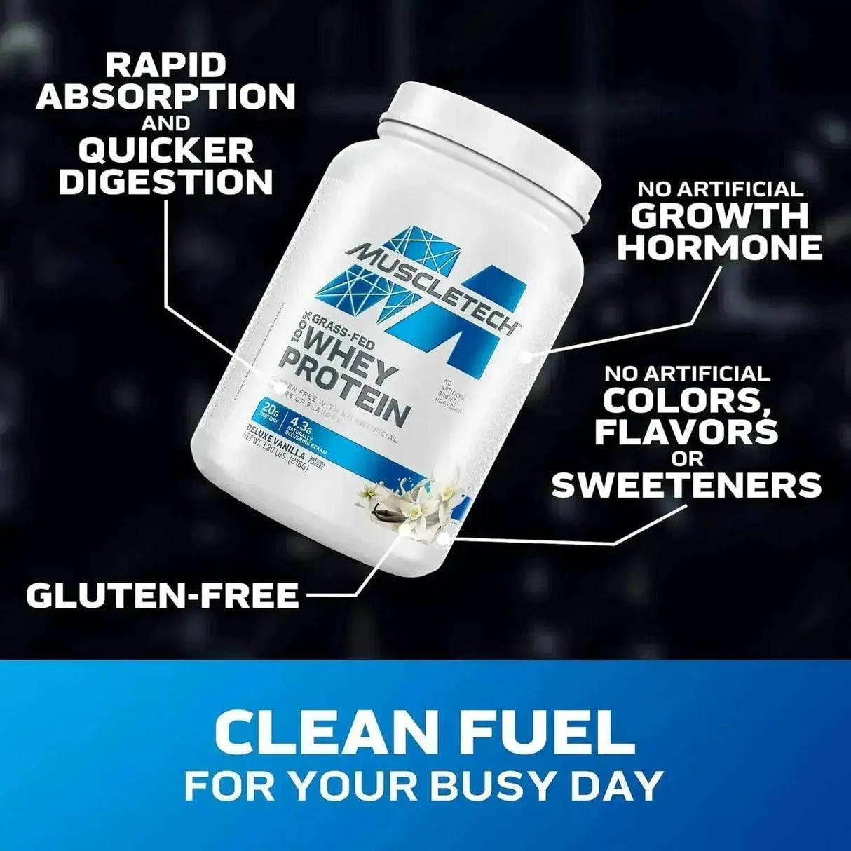 MUSCLETECH - Muscletech Grass-Fed Whey Protein Powder Deluxe Vanilla 816Gr. - The Red Vitamin MX - Suplementos Alimenticios - {{ shop.shopifyCountryName }}
