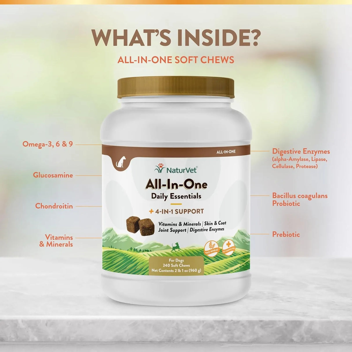 NATURVET - NaturVet All-in-One Dog Supplement 240 Masticables - The Red Vitamin MX - Multivitamínicos Para Perros - {{ shop.shopifyCountryName }}