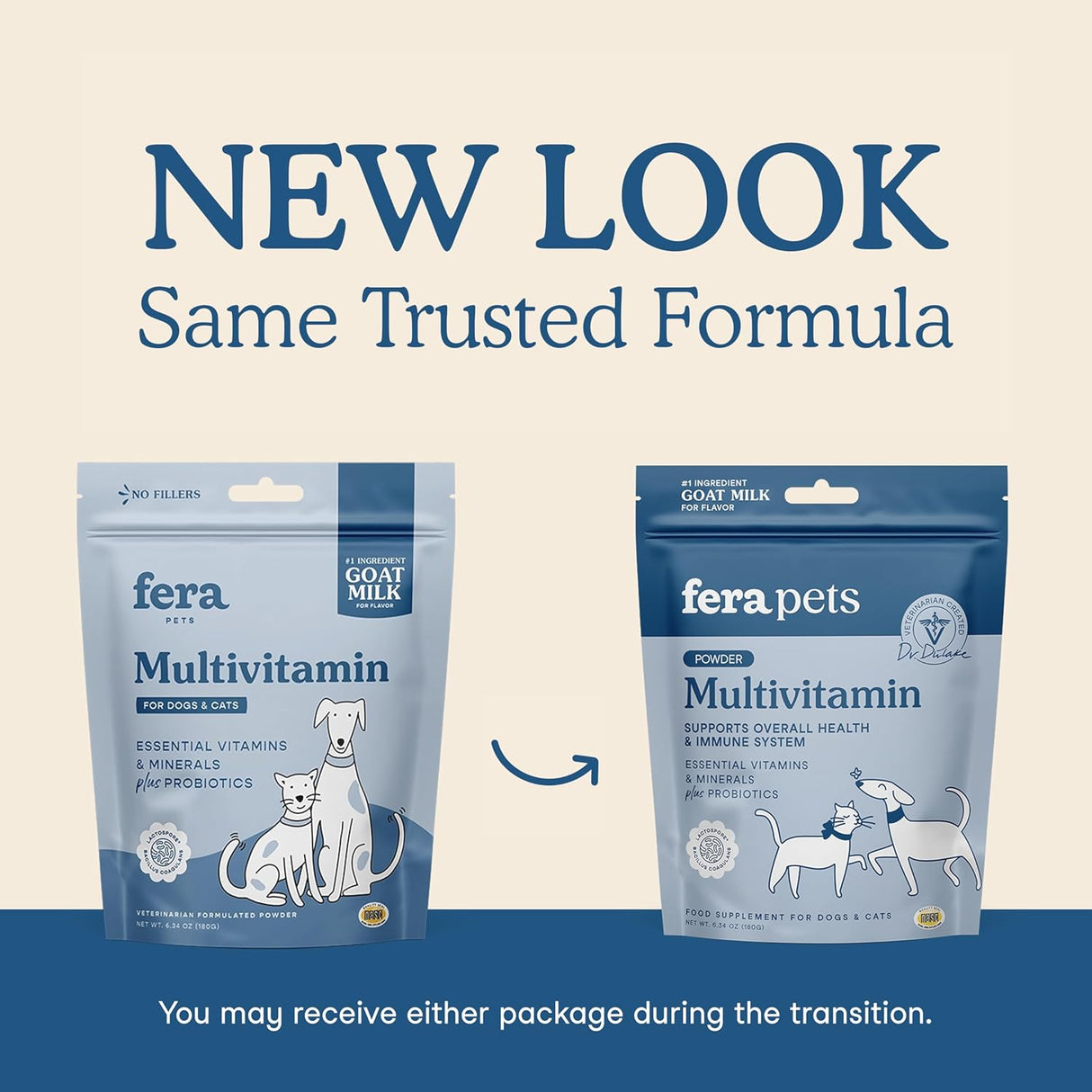 Fera Pet Organics Multivitamin Goat Milk Cat & Dog 60 Servicios 180Gr.