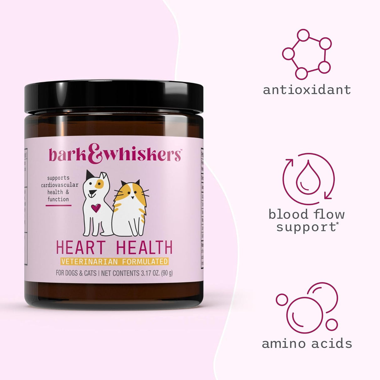 Bark & Whiskers Heart Health for Dogs & Cats 90 Servicios 90Gr.