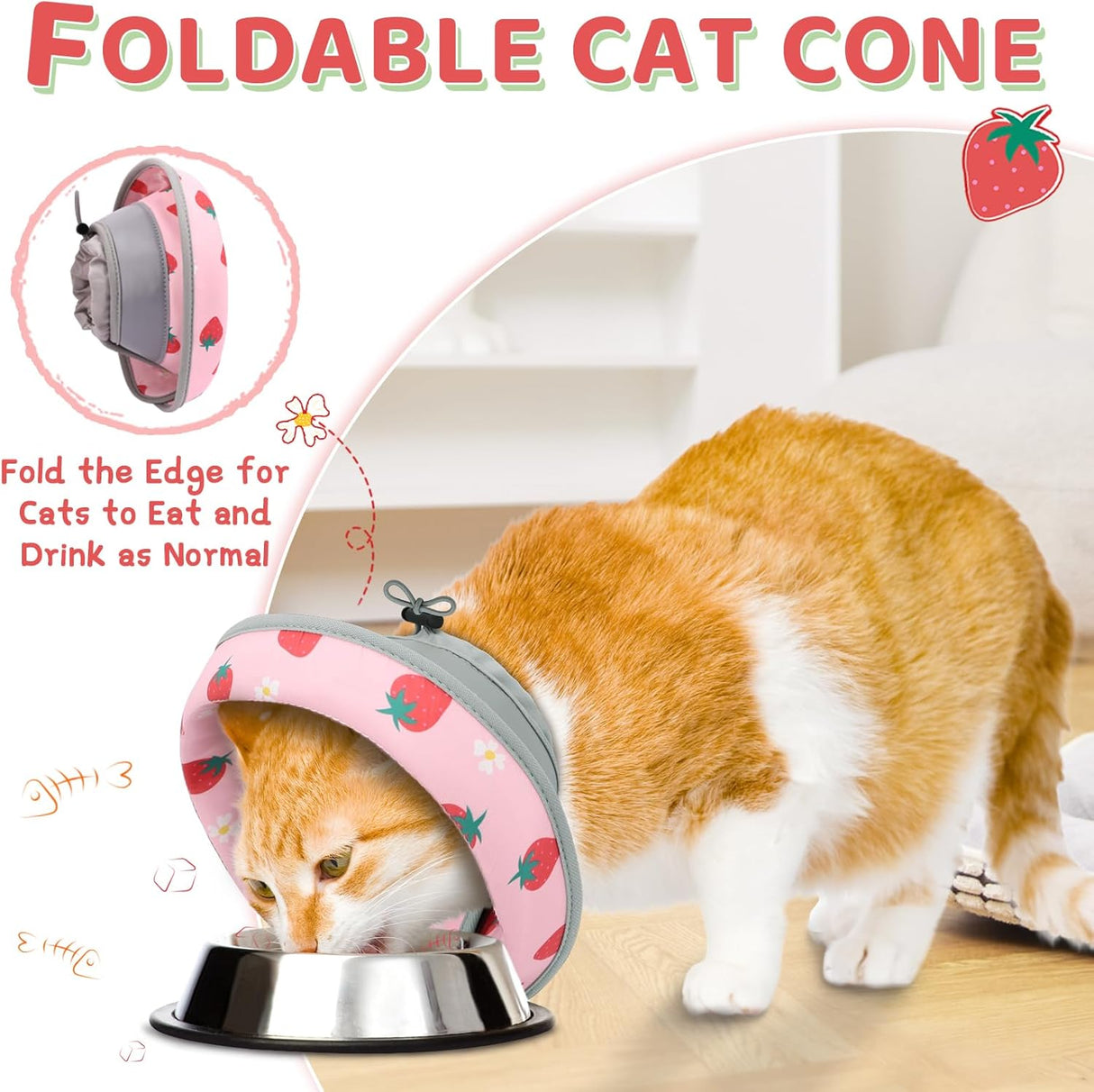 GoGoPaw Cat Cone Collar Soft to Stop Licking Adjustable Foldable PINK SMALL