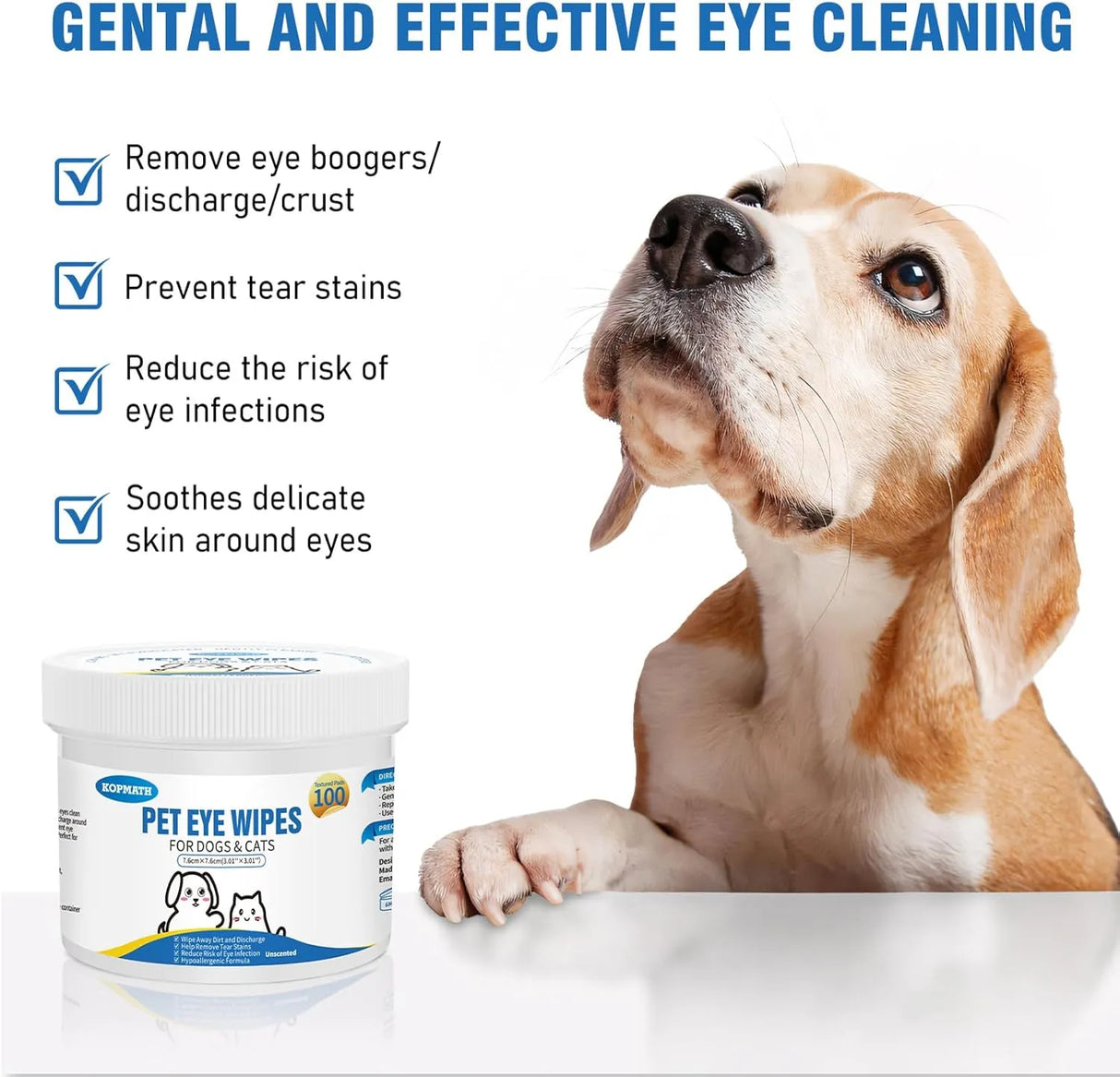 KOPMATH - Kopmath Dog Eye Wipes Unscented 100 Toallitas - The Red Vitamin MX - Cuidado De Los Ojos De Los Perros - {{ shop.shopifyCountryName }}