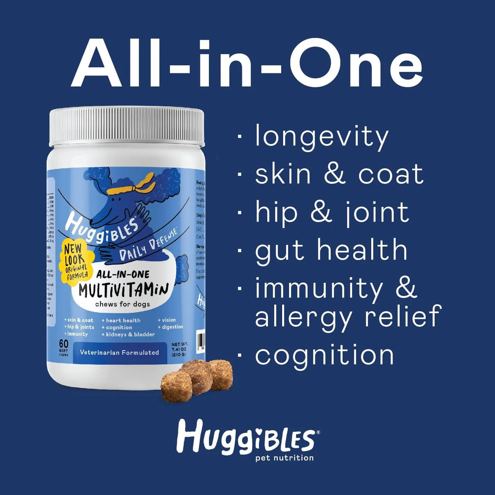 HUGGIBLES - Huggibles All-in-1 Dog Multivitamins 60 Masticables - The Red Vitamin MX - Multivitamínicos Para Perros - {{ shop.shopifyCountryName }}