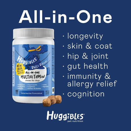HUGGIBLES - Huggibles All-in-1 Dog Multivitamins 60 Masticables - The Red Vitamin MX - Multivitamínicos Para Perros - {{ shop.shopifyCountryName }}
