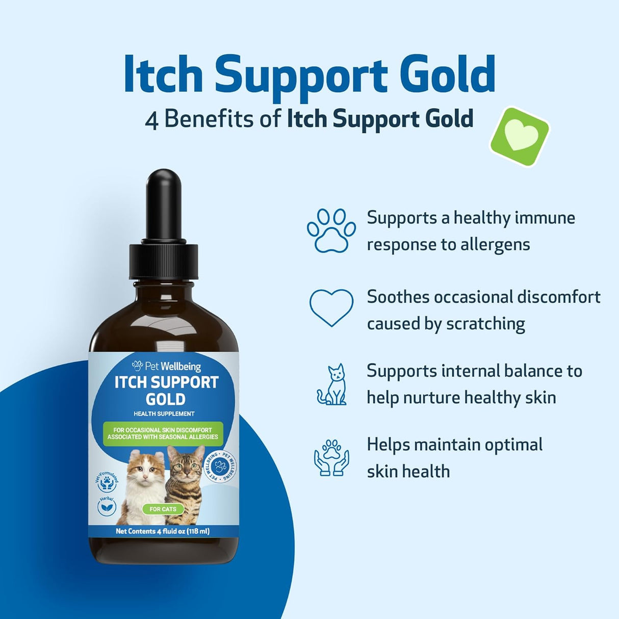 Pet Wellbeing Itch Support Gold for Cats 4 Fl.Oz.