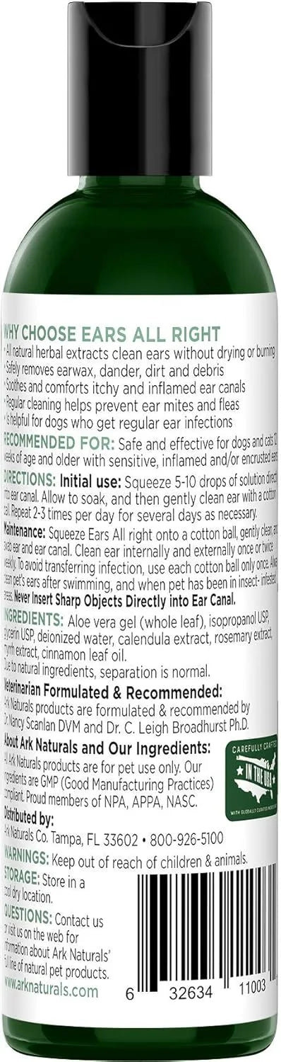 ARK NATURALS - Ark Naturals Ears All Right Gentle Ear Cleansing Lotion for Dogs 4 Fl.Oz. 2 Pack - The Red Vitamin MX - Cuidado Del Oído De Perros - {{ shop.shopifyCountryName }}