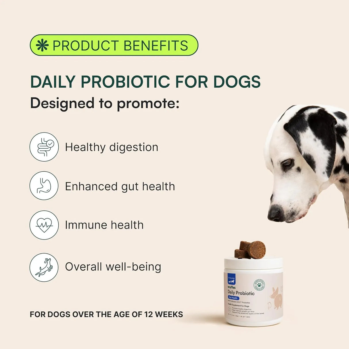 WUFFES - Wuffes Daily Probiotic for Dogs 60 Masticables - The Red Vitamin MX - Probióticos Para Perros - {{ shop.shopifyCountryName }}