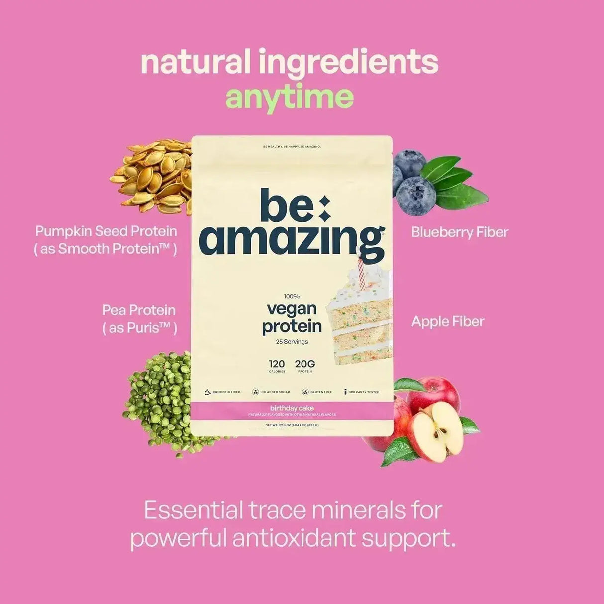 BEAM - BEAM Be Amazing Vegan Protein Powder Birthday Cake 25 Servicios 833Gr. - The Red Vitamin MX - Suplementos Alimenticios - {{ shop.shopifyCountryName }}