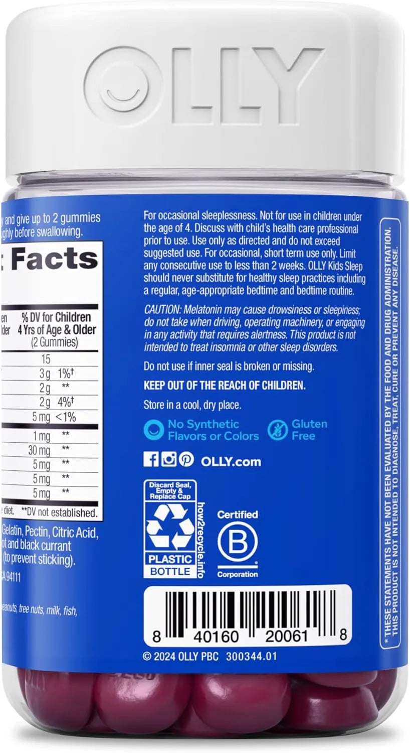 OLLY - OLLY Kids Sleep Gummies 0.5Mg. Melatonin Raspberry 70 Gomitas - The Red Vitamin MX - Suplementos Alimenticios - {{ shop.shopifyCountryName }}