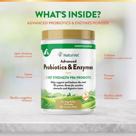 NATURVET - NaturVet Advanced Probiotics & Enzymes 454Gr. - The Red Vitamin MX - Probióticos Para Perros - {{ shop.shopifyCountryName }}