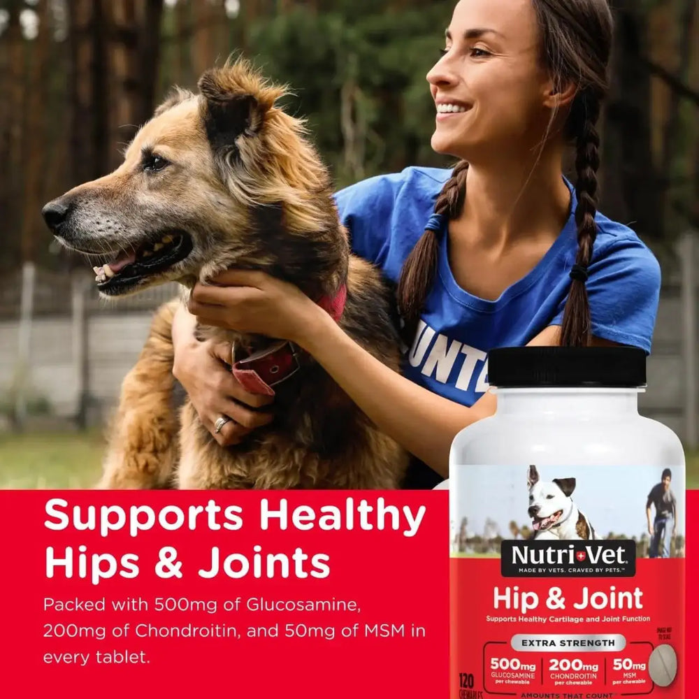 NUTRI-VET - Nutri-Vet Hip & Joint Chewable Dog Extra Strength 120 Tabletas Masticables - The Red Vitamin MX - Cuidado De Cadera Y Articulaciones Para Perros - {{ shop.shopifyCountryName }}