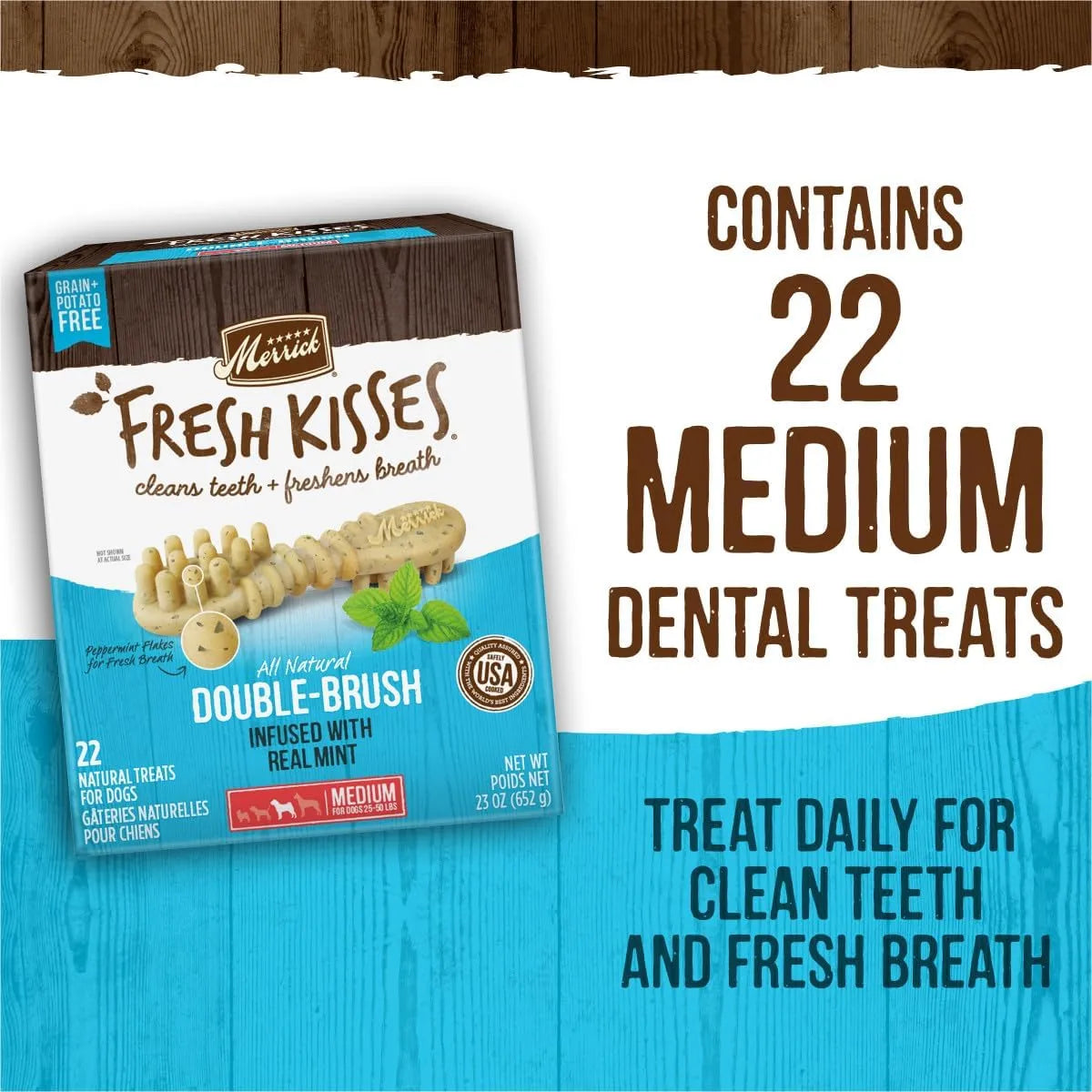 MERRICK - Merrick Fresh Kisses Natural Dental Chews Toothbrush Shape Medium Dogs 22 Piezas - The Red Vitamin MX - Cuidado Dental Para Perros - {{ shop.shopifyCountryName }}
