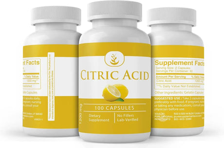 PURE ORIGINAL INGREDIENTS - Pure Original Ingredients Citric Acid 100 Capsulas - The Red Vitamin MX - Suplementos Alimenticios - {{ shop.shopifyCountryName }}