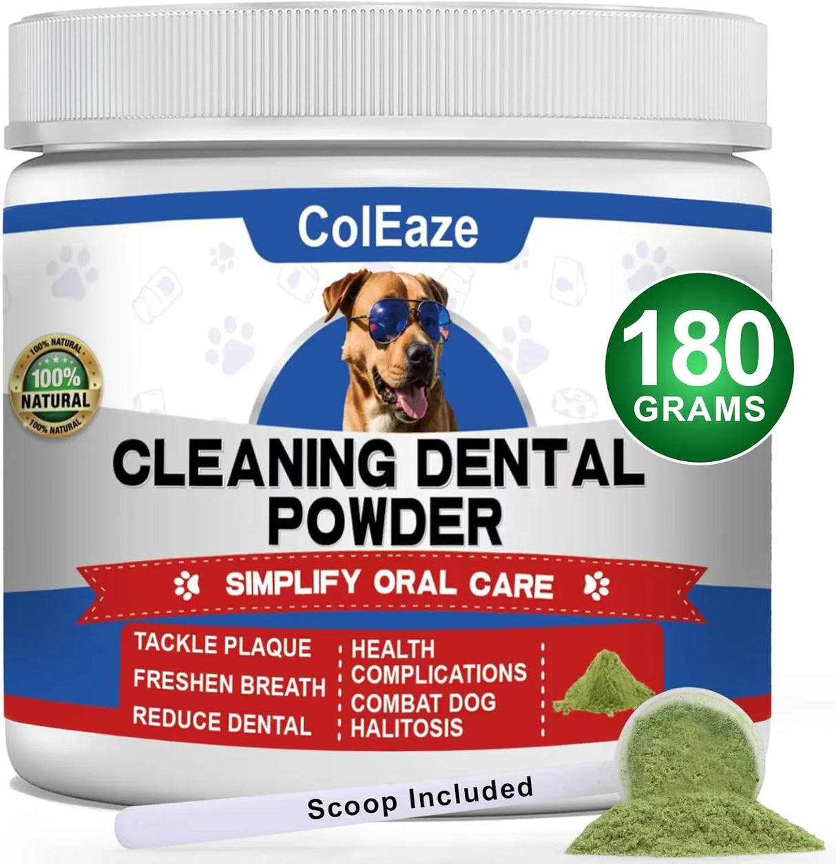 COLEAZE - ColEaze Dog Teeth Cleaning Powder 180Gr. - The Red Vitamin MX - Cuidado Dental Para Perros - {{ shop.shopifyCountryName }}