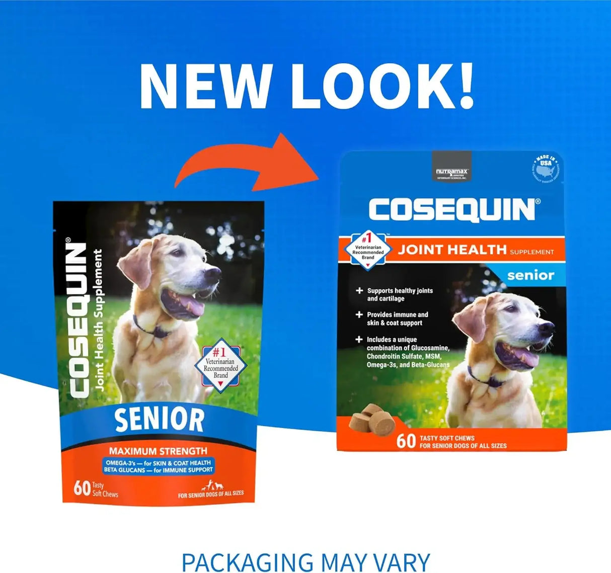 NUTRAMAX - Nutramax Cosequin Senior Joint Health Supplement for Senior Dogs 60 Masticables - The Red Vitamin MX - Cuidado De Cadera Y Articulaciones Para Perros - {{ shop.shopifyCountryName }}