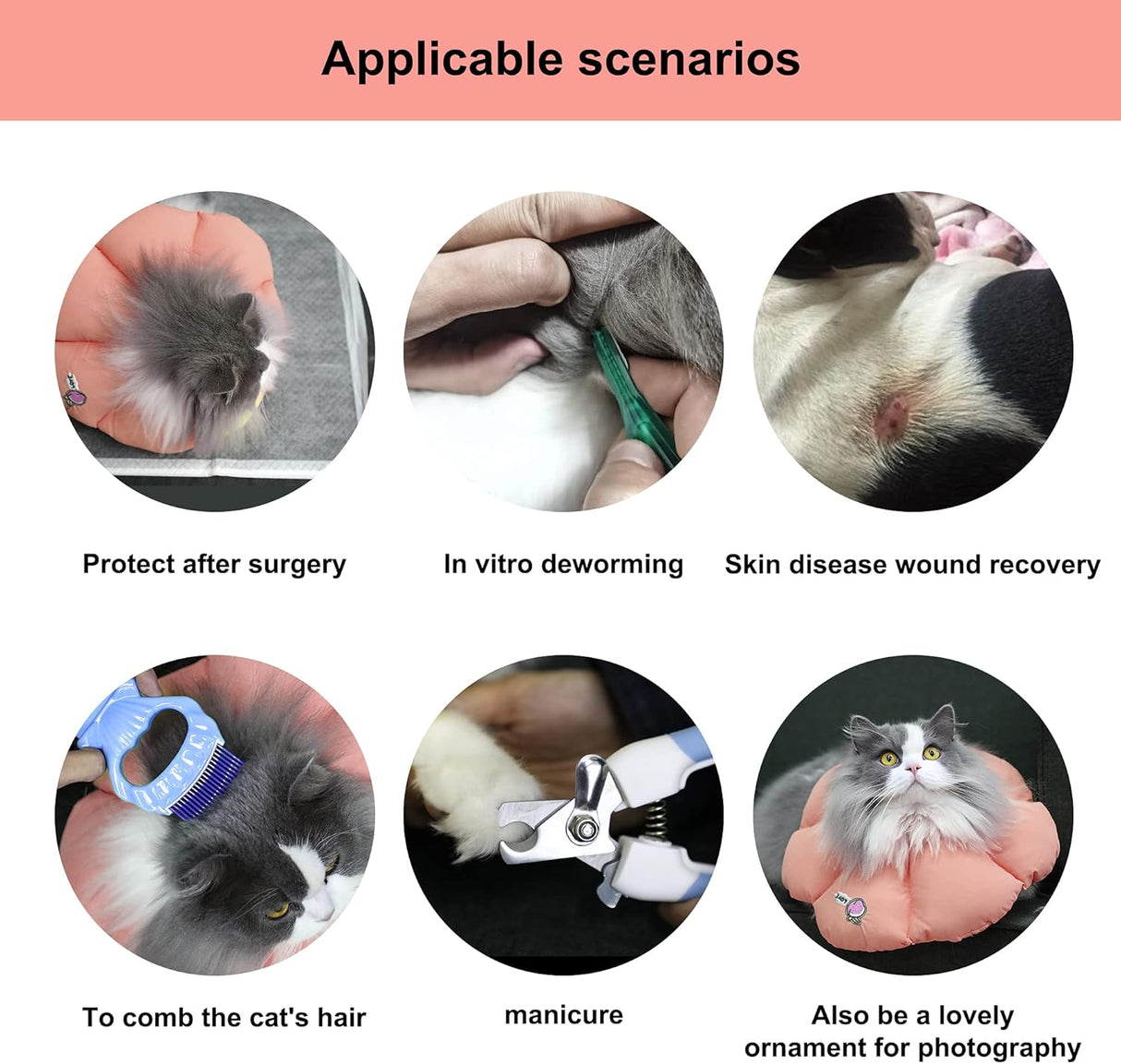 H HIDREAM Cat Cone Collar Pink Flower Small