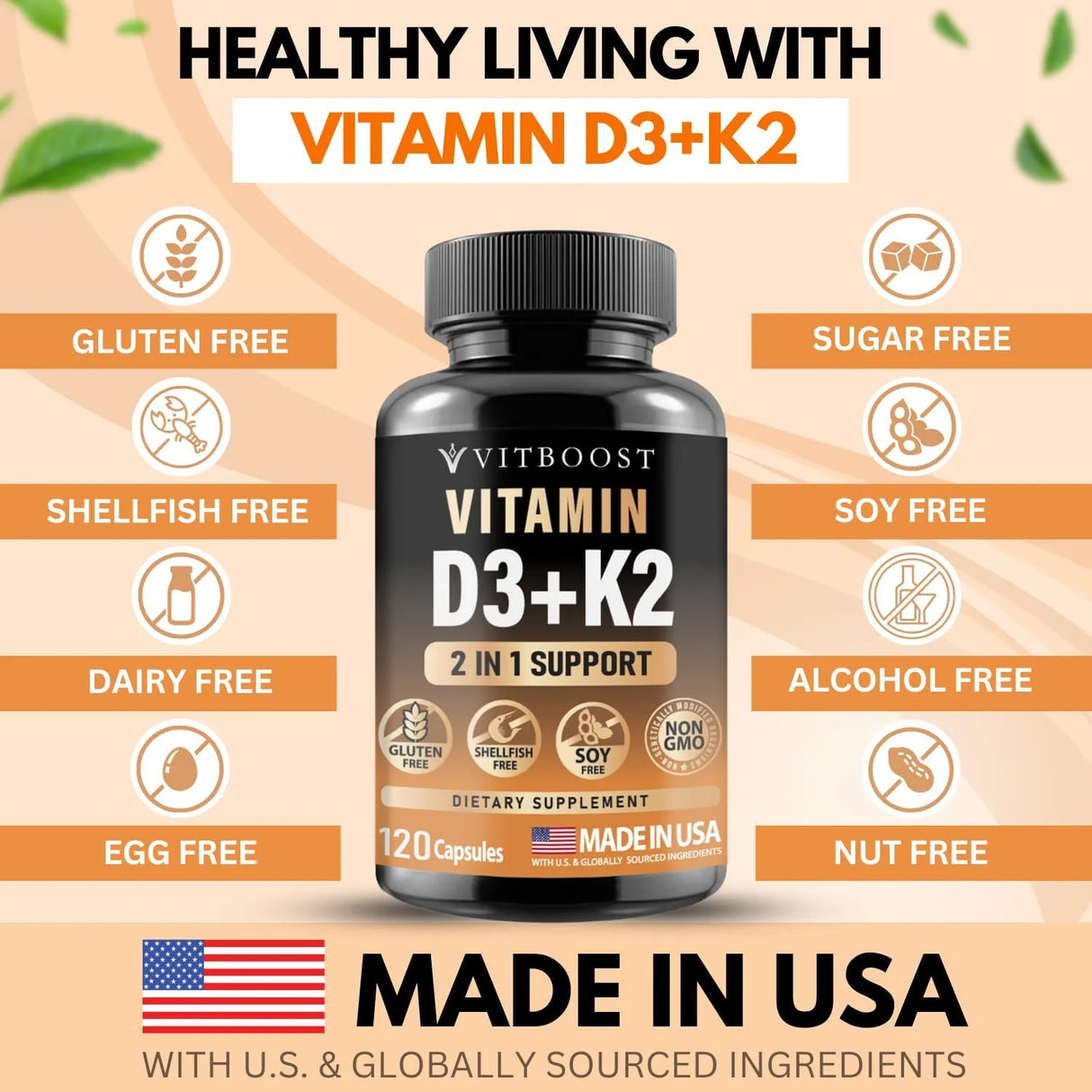 VITBOOST - VITBOOST Vitamin D3 K2 Complex 120 Capsulas - The Red Vitamin MX - Suplementos Alimenticios - {{ shop.shopifyCountryName }}