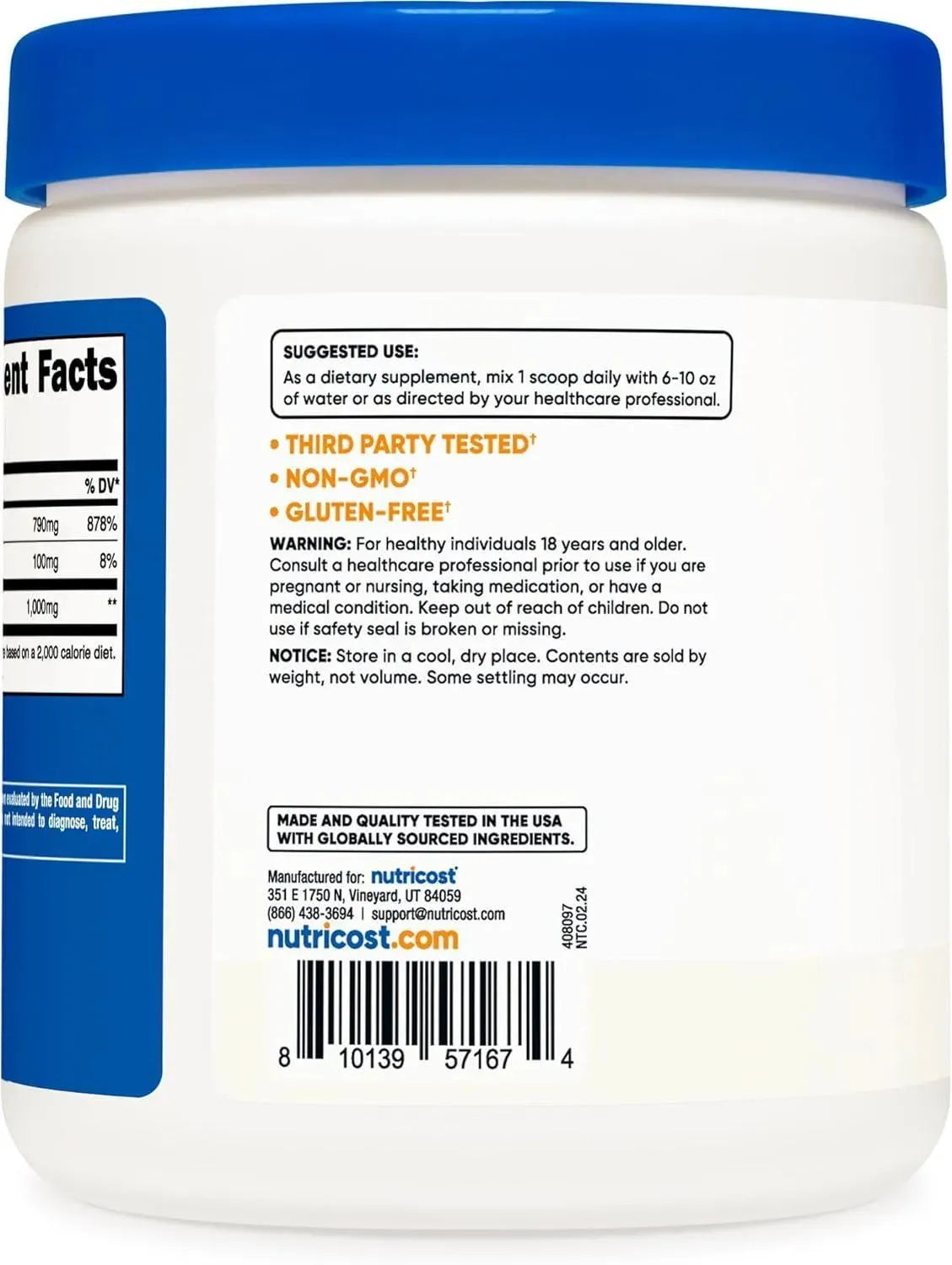 NUTRICOST - Nutricost Calcium Ascorbate Powder 250Gr. - The Red Vitamin MX - Suplementos Alimenticios - {{ shop.shopifyCountryName }}