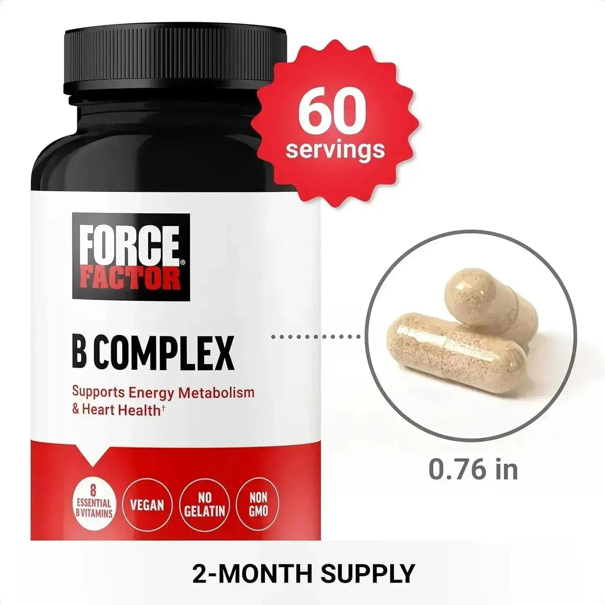 FORCE FACTOR - Force Factor Vitamin B Complex 60 Capsulas - The Red Vitamin MX - Suplementos Alimenticios - {{ shop.shopifyCountryName }}