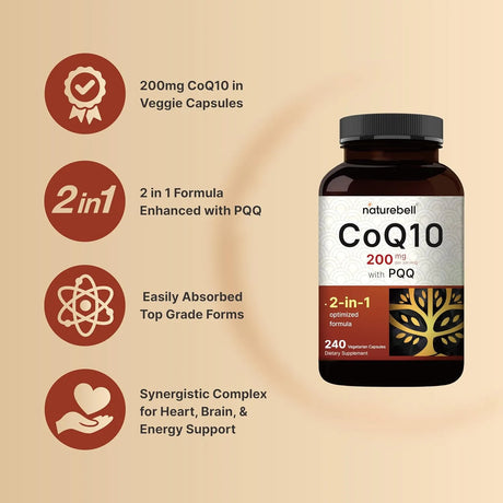 NATUREBELL - NatureBell CoQ10 200Mg. with PQQ 240 Capsulas - The Red Vitamin MX - Suplementos Alimenticios - {{ shop.shopifyCountryName }}