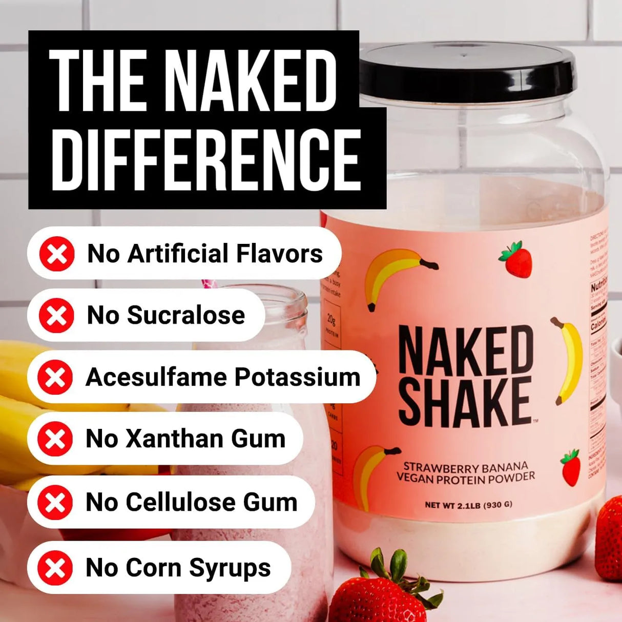 NAKED NUTRITION - Naked Shake Strawberry Banana Protein Powder 30 Servicios 930Gr. - The Red Vitamin MX - Suplementos Alimenticios - {{ shop.shopifyCountryName }}